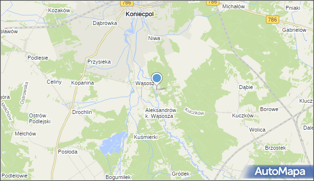 mapa Kuźnica Wąsowska, Kuźnica Wąsowska na mapie Targeo